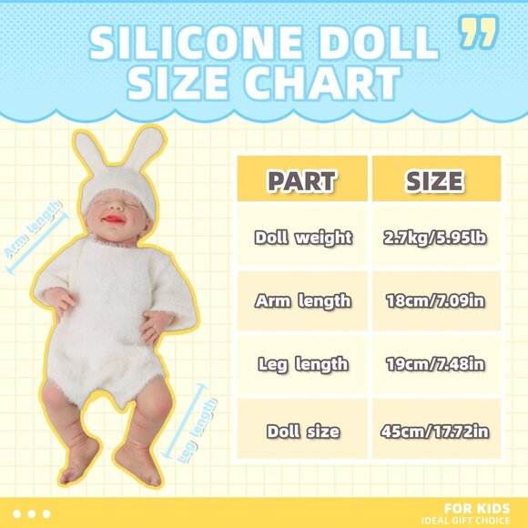 🆕17.72 Inch Realistic Reborn Baby Doll Silicone-Made & Lifelike Newborn Girl - Picture 6 of 11
